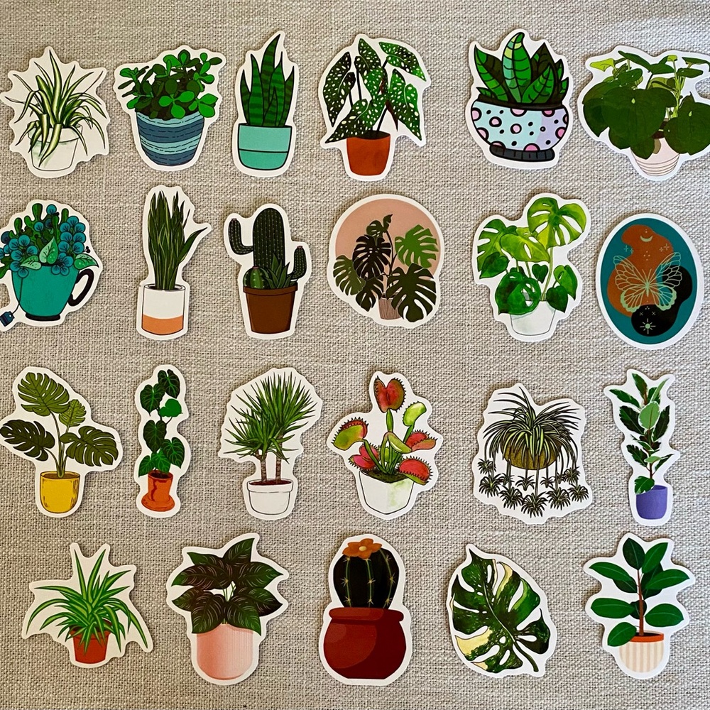 Botanical Plant WATERPROOF Sticker Set of 23 – Green Decorative Decals